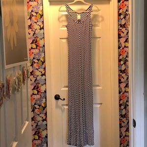 Merona Geometric Navy and White Striped Dress